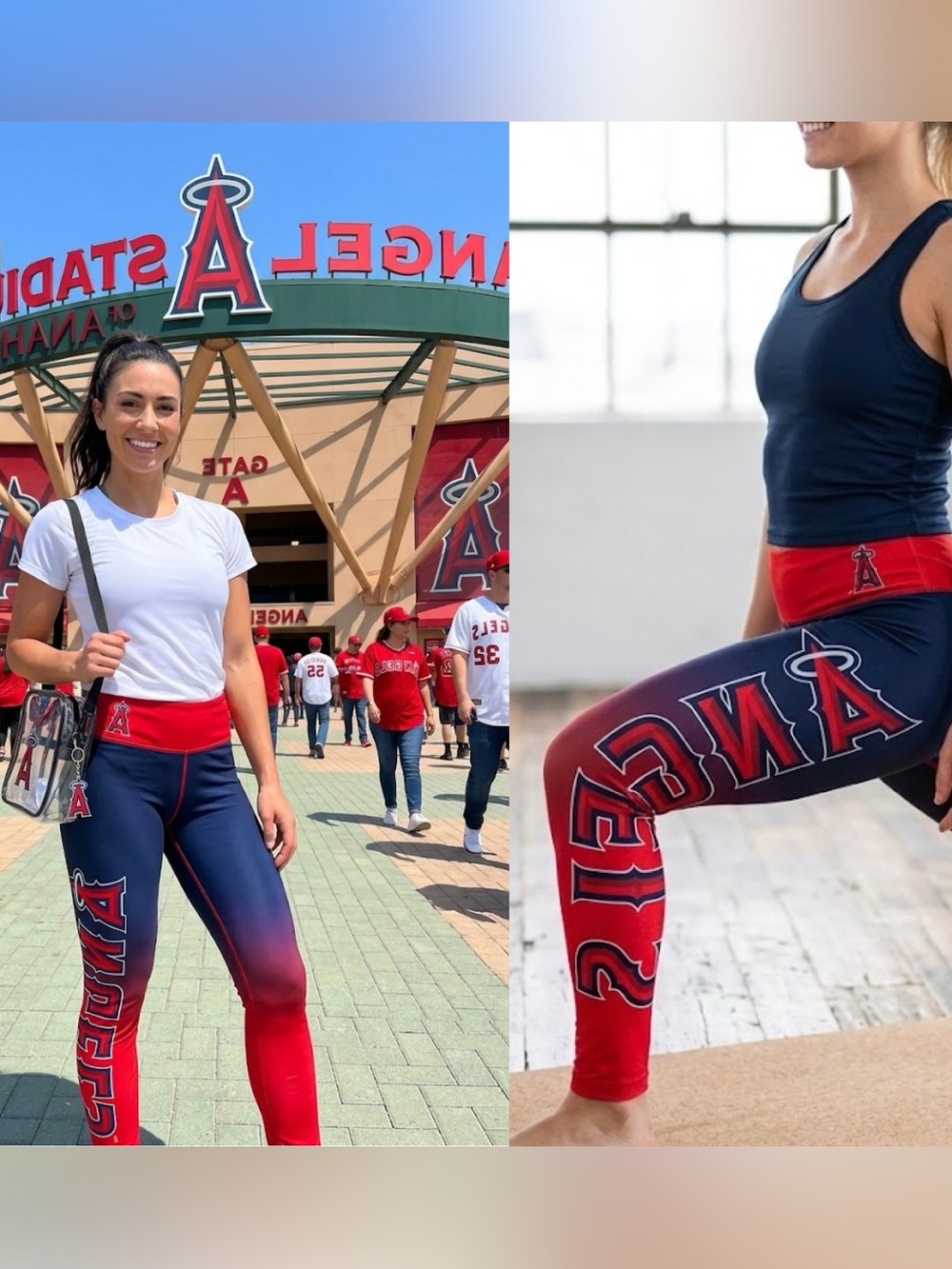MLB Team Store 2016 Los Angeles Angels Ombre Yoga Leggings Red Navy Blue KLEW S